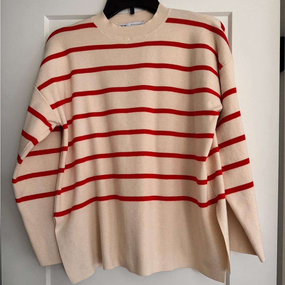 Zara Beige and Orange Knit Top Size S/M